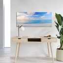 iKNOW FOTO Blue Beach Sun Ocean Landscape Canvas Prints Modern Stretched and Framed Seascape 1 Panel Giclee Prints Stunning Wall Art for Living Room and Bedroom Decor 20x48 Inches