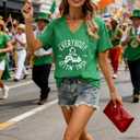 Women's St Patrick's Day Shirt Lucky Shamrock Pub Tee Soft Short Sleeve Irish Tops (Medium, Green)