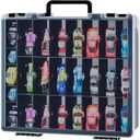 FULLCASE Toys Organizer Storage Compatible with Hot Wheels Car, Container for Matchbox Cars, Mini Toy, Small Dolls, Double Sided Carrying Box for Hotwheels - 48 Compartments (Case Only) Black