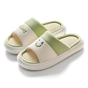 TYOMXA Smile Face Straw Cute Slide For Women Slippers Sandals Shower Shoes Women Clean Girl Aesthetic Shower Shoes (Green, 9, 9)