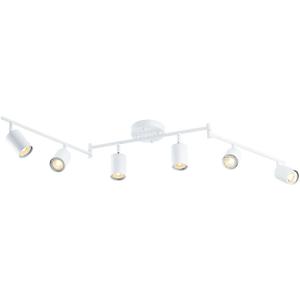 VONLUCE 6 Light Track Light Fixture, LED Track Lighting Kit with Rotatable Track Heads, 3-Color GU10 Bulbs Included, Modern Ceiling Spotlight for Kitchen Office Closet Studio Bedroom, White