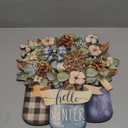 Boao Welcome Winter Door Decoration Hello Winter Wooden Sign Wall Snowflake Hanger Plaque for Christmas Outdoor Indoor Farmhouse Porch Decor