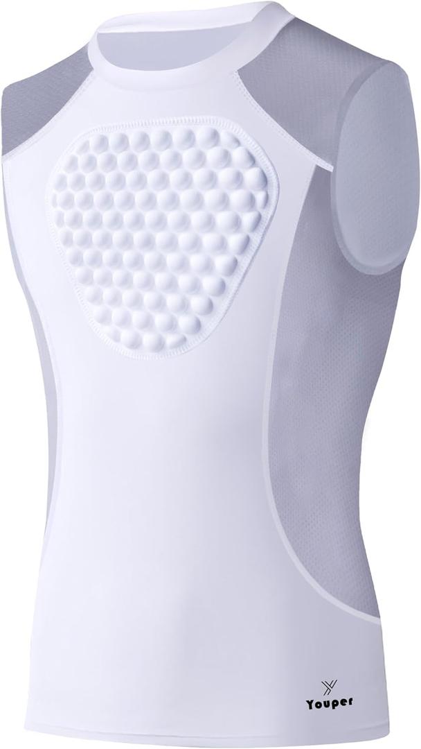Youper Adult Padded Chest Protector Shirt, Heart-Guard/Sternum Protection for Baseball, Football, Lacrosse & Goalies (Small)
