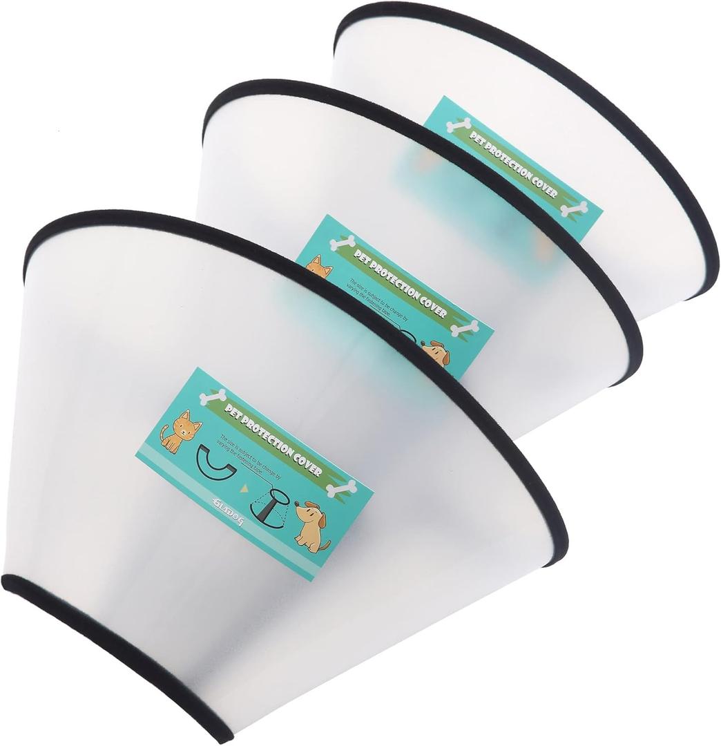 GLADOG Soft Dog Cone Collar, 3 PCS (XL is Only 1 PCS) Flexible Plastic Cone for Dogs After Surgery, Dog Recovery Collar, Adjustable E-Collar for Large Dogs Cat, Comfy Elizabethan Collar