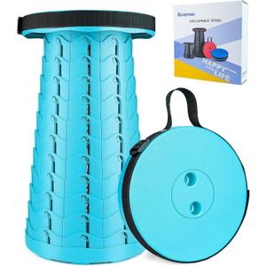 Boreeman Upgraded Folding Stool Lightweight Yet More Sturdy with Load Capacity 400lbs Portable Collapsible Stool for Camping Fishing Hiking BBQ (Light Blue)