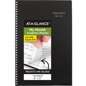 AT-A-GLANCE Academic Planner 2026-2027, Monthly, 8" x 12", 14-Month, DayMinder, Black (AY200)