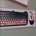 Cute Cat 2.4G USB Wireless Keyboard and Mouse Combo, Silent Keys, Candy Colors, Compatible with Notebook, PC (BlackPink-84Keys)