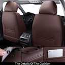 Coverado Front and Back Seat Covers, Waterproof Nappa Leather Auto Seat Protectors Full Set with Head Pillow, 5 Pieces Universal Car Accessories Fit for Most Sedans SUV Pick-up Truck, Brown