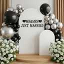 TONIFUL Black Mr and Mrs Just Married Banner,Wedding Sign for Backdrop,Glitter Felt Sign - Includes Dot Glue - Perfect for Wedding Party Decorations,Wall Decr,Arch Background,Balloon Arch