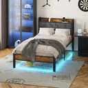 ALBERTO Twin Size Bed Frame with USB Charging Station and Smart LED Lights