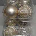 Lyrow 12 Pcs 4 inch Christmas Balls Ornaments Glitter Shatterproof Christmas Decorations Tree Balls Sparkly Holiday Ornaments Bulk for Xmas Trees(Champagne Gold)