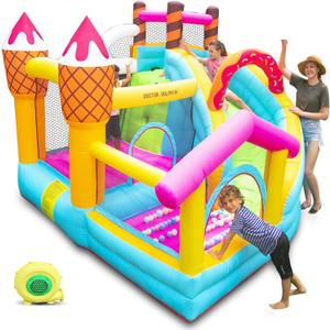 Doctor Dolphin Bounce House for Kids, Indoor Bouncy House, Inflatable Bouncy Castle, Kids Bounce House with Slide, Jump House Outdoor for Backyard Party