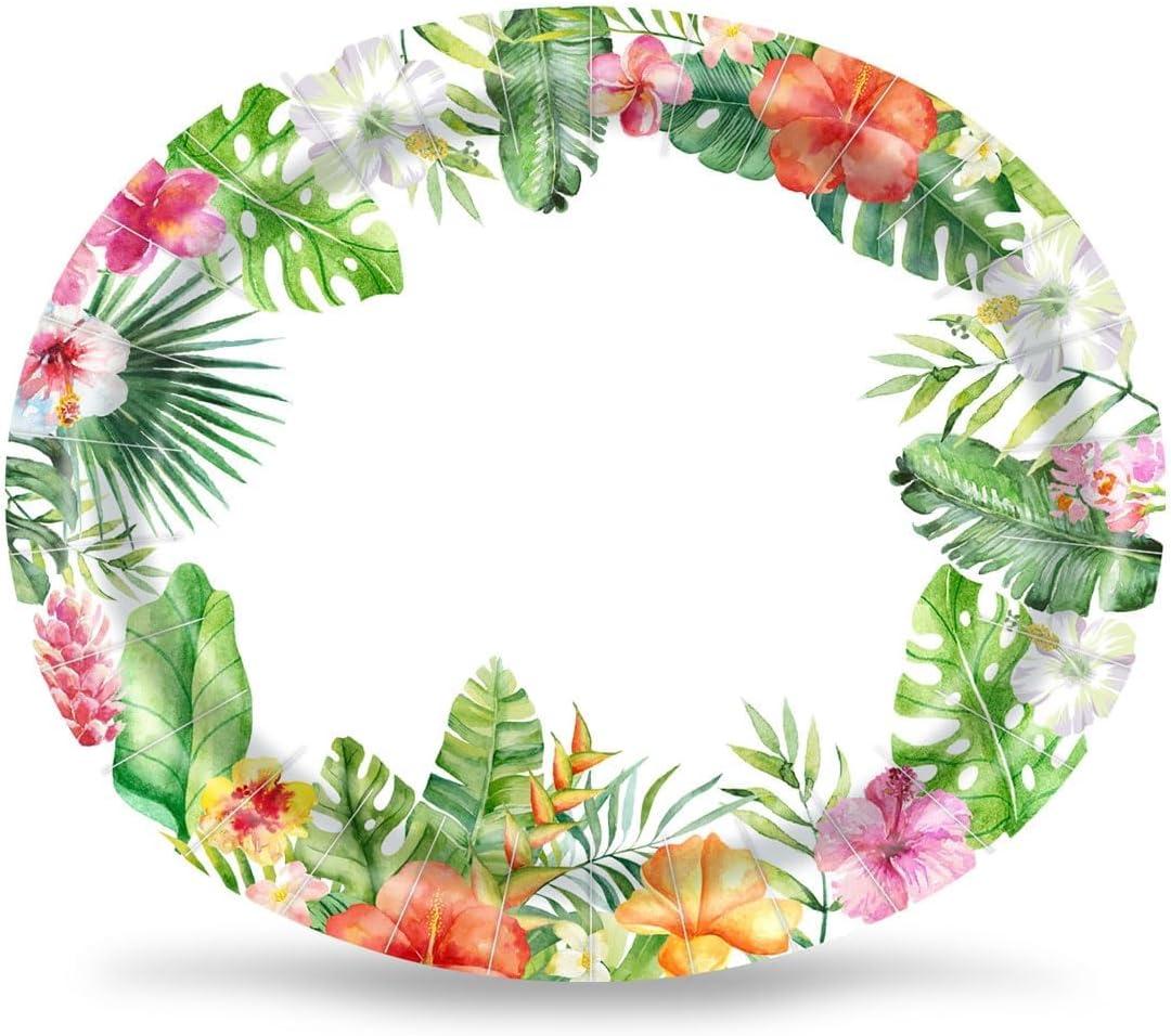 50 Count Hawaiian Luau Oval Paper Plates 10" X 12" Large Disposable Platters Party Goods Set Tropical Aloha Serving Dish Tray for Summer Beach Holiday Tableware Supplies Decor