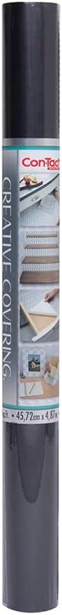 Con-Tact Brand Creative Covering, Self-Adhesive Shelf Liner, Multi-Purpose Vinyl Roll, Easy to Use and Apply, 18'' x 16', Black