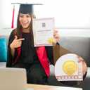 2 x Spakon 500 Pcs Graduation Stickers 2025 Gold Foil Class of 2025 Grad Cap Certificate Envelope Seals Graduation Hat Stickers Labels for Senior College Grad Party Favor