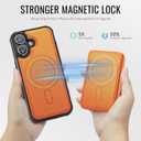 for iPhone 17 Wallet Case Compatible with Magsafe, Magnetic RFID Blocking Card Holder Kickstand 2 in 1 Detachable Case for iPhone 17 6.3", Orange