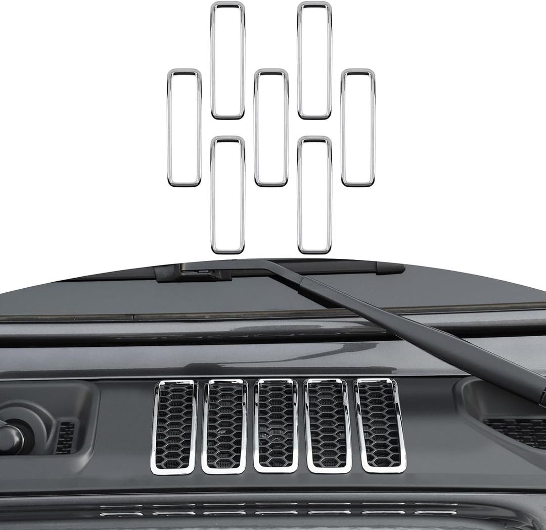 RT-TCZ for Jeep JL Hood Vents Cover Trim Chrome for Jeep Wrangler JL JLU Gladiator JT 2018-2024 Chrome Exterior Accessories 7pcs