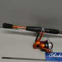 Shakespeare Amphibian Spinning Reel and 5'6" Fishing Rod Combo, Orange, Size 30 Reel, Right/Left Handle Position, 2-Piece Tubular Fiberglass Rod, Pre-Spooled ABS Spool, Oil Felt Drag System 