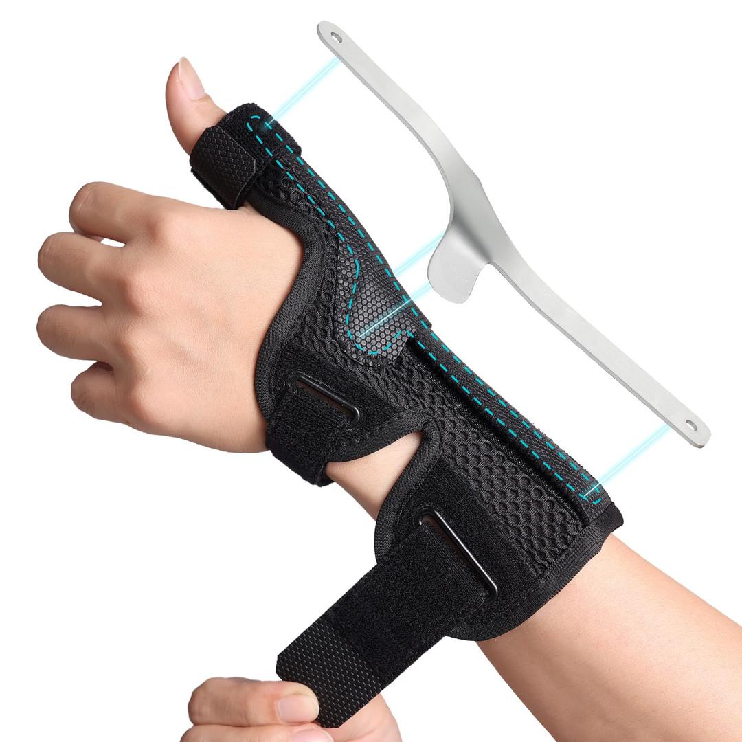 DrFinger Thumb Brace Spica Splint for Right & Left Hand, De Quervain's Tenosynovitis Splint, Breathable Wrist & Thumb Stabilizer, for Trigger Thumb, Arthritis, Tendonitis, Men and Women -Black (L/XL)