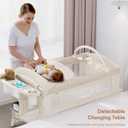 Obee Odee 4 in 1 Baby Bassinet, Pack and Play, Bedside Crib Sleeper, Diaper Changer - Comes with Mattress, Mosquito Net, Bottom Storage and Toy Bar for Newborn to Toddles