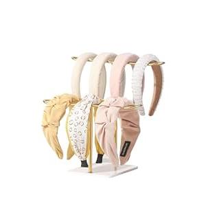 Pangkeep 2 Tier Headband Holder, Metal Hair Band Organizer, Ear Diplay Stand, Hair Accessories Bracelets Bedroom College Dorm Decor for Girls Women (Gold)