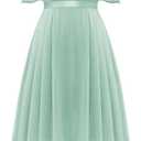 BeryLove Homecoming Cocktail Formal Party Dress Bridesmaid Wedding Guest A Line Lace Elegant Flowy Prom Dresses (Light Green)