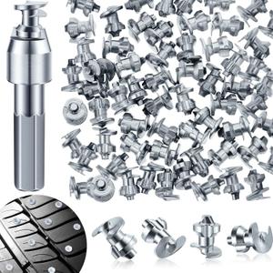 Frienda 51 Pieces Carbide Spikes for Truck Tires - Snow Studs for Tires & Snowmobile - 7 x 9.9 mm with Installation Tool for Racing Car, Bicycle, Bike, Scooters, Shoes & Boots (Small)