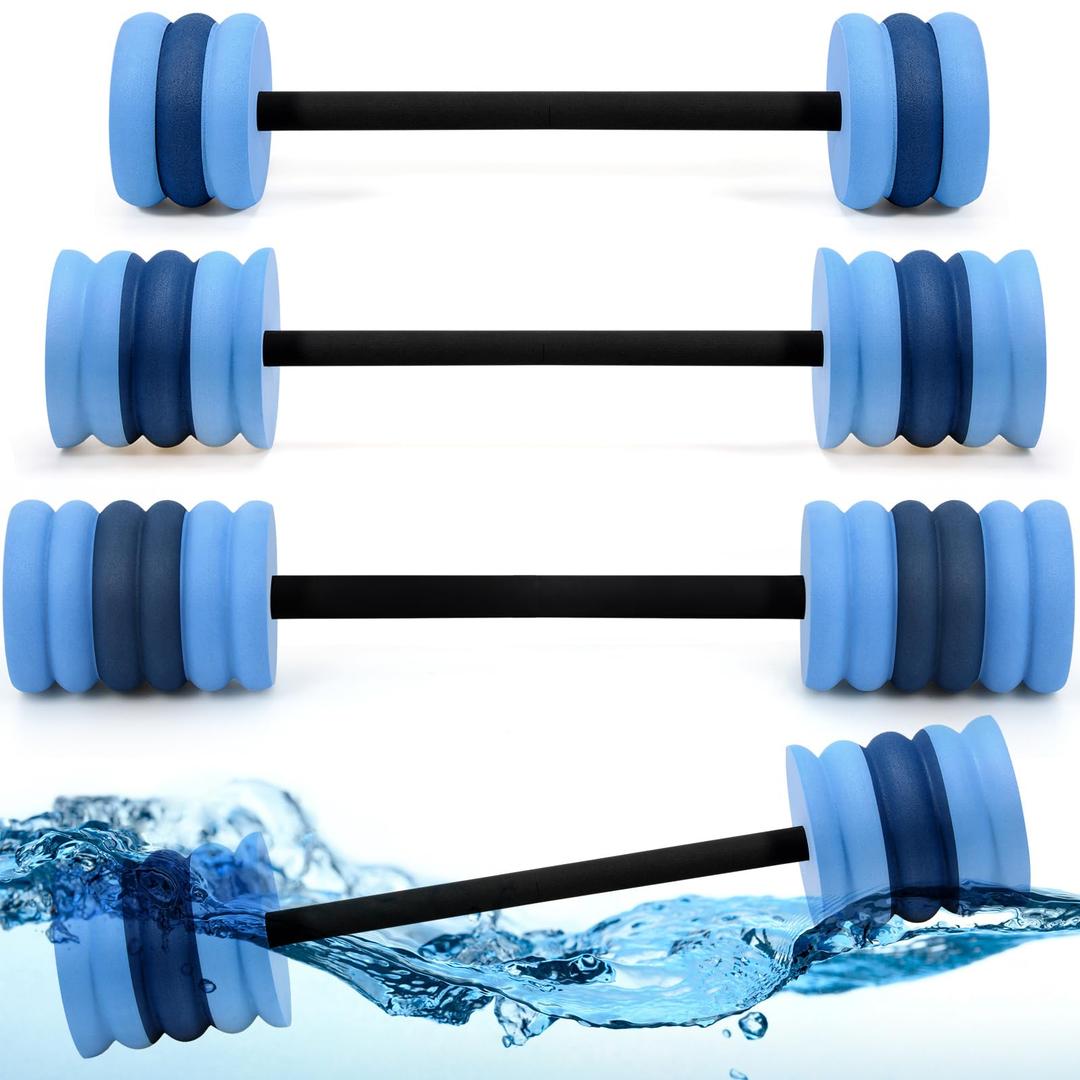 Soulchen 3 Pack Swim Barbells Long Aquatic Exercise Dumbbells Eva Foam Water Weights Dumbbell Pool Exercise Equipment For Adults For Pool Strength Training Workouts Loss(Blue Gray)