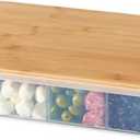 Farberware Build Snacklebox Serving Tray with Locking Bamboo Cutting Board Lid, Portable Storage Container with Compartments for Charcuterie, and More, Natural