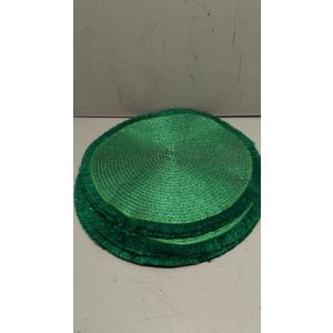 15 inch Round Braided Placemats Set of 12 Non Slip Heat Resistant Round Table Mats Washable Place Mats for Dinner Party Table Decoration (Green)