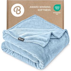Bare Home Fleece Blanket - Twin/Twin Extra Long - Ultra-Soft Lightweight for Bed, Sofa, and Couch - Luxury Microplush - Cozy Warm Blanket (Twin/Twin XL, Light Blue)