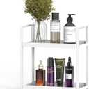 Bathroom Organizer Countertop, 2 Tier Counter Storage Shelf for Makeup Perfume Skincare Cosmetic Beauty Product, Small Vanity Countertop Tray Stand Rack Holder for Bathroom Sink Dresser, White