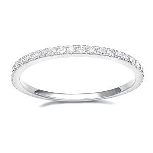 EAMTI 2mm Wedding Band Cubic Zirconia Full Eternity Stackable White Gold Plated Brass Engagement Ring Size 8