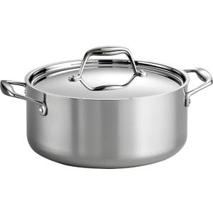 Tramontina Signature Tri-Ply Clad Stainless Steel 5-Quart Dutch Oven Pot with Lid, Induction-Ready, Dishwasher-Safe, NSF-Certified, Made in Brazil