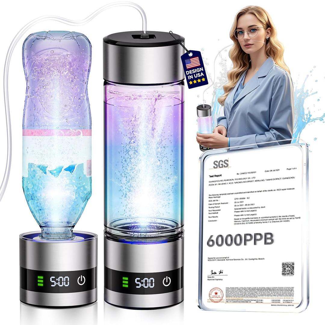 4.0 Upgrade Hydrogen Water Bottle & Hydrogen Absorption SGS Certification - 6000PPBNO.1-100% Odorless Hydrogen Water Bottle - 2025 SPE PEM Technique, Applicable to Various Water