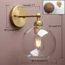 Yosoan Brass Boho Vanity Vintage Gold Bathroom Wall Sconce, Indoor Hardwired Wall Mounted Industrial Fixture Lights with Double Hole Round Glass Lamp for Mirror, Living Room, Hallway(Antique)