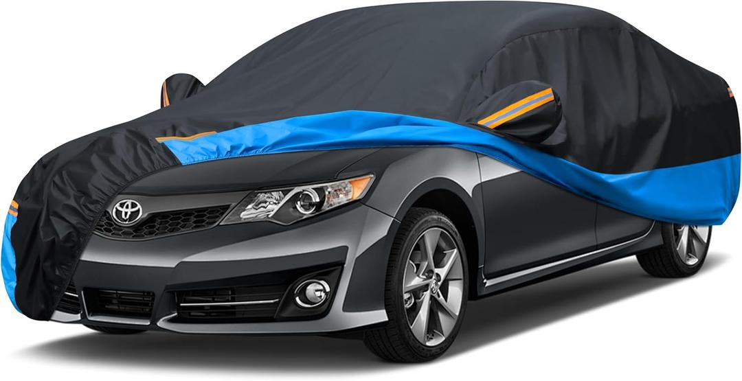 Car Cover Waterproof All Weather Outdoor Windproof Dustproof UV Protection Fit Sedan BMW 2 Series,Chevrolet CobaltDodge NeonKIA SephiaNissa Versa (A3-Fit Sedan Length 178-185 inch)