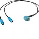 Fakra Z Female 90 Degree Adapter 2* Fakra Z Male Plug Connector RG174 Y-Splitter Cable(Z F90 to 2 Long Z M,0.5M)