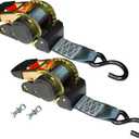 NUOER 2 Pack E-Track Retractable Ratchet Straps (2in x 6 ft),Ratchet Tie Down Straps for Motorcycles, Boats,Atvs,Trailers-WLL1,653lb,BS:3,306 lbs