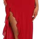 Women's Ruffle Cocktail Maxi Dresses Birthday Prom Sexy Sleeveless Split V Neck Wedding Guest Bodycon Dress 2026
L