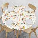 WOAIDY Elastic Round Fitted Tablecloth, Fit Bird Design, Stretchable Polyester Fabric for Kitchen, Dining Party Decor, 45" - 50" Table Cover (Medium) (1)