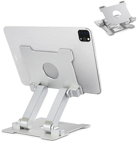 KABCON Quality Tablet Stand,Adjustable Foldable Eye-Level Aluminum Solid Up to 15-in Tablets Holder for Microsoft Surface Series Tablets,iPad Series,Samsung Galaxy Tabs,Amazon Kindle Fire,Etc.Silver