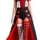 ZEXIGLAD Queen of Hearts Costume Women Halloween Costume Woman 2025 Alice in Wonderland Outfits Fancy Cosplay Dress for Adult S