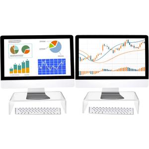 Jetec 2 Pcs Acrylic Monitor Stand Desktop Video Acrylic Monitor Riser Desk Shelf Computer Stand for Laptop TV Computer Screen Desk Organizer Teacher's Day Supplies (Clear, 12 x 8 x 3 Inch)