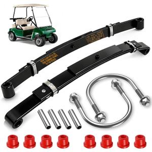 Upgraded Heavy Duty Rear 3-Leaf Springs Kit for Club Car DS 1981-Up Gas & Electric Golf Cart Suspension with Bushings Sleeves U-Bolts Replace OEM 102006501 1014675 Fixes Sagging Load Capacity, Fit Club Car DS 1981-Up Electric & Gas