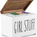 DRASTAR Tampon Holder for Bathroom, Feminine Product Organizer, Pad Organize Case with hinged lid, Shark Week Tampon Storage, Lady Stuff Box for Bathroom Accessories (White)