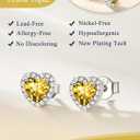 Suplight 925 Sterling Silver Birthstone Earrings Stud Round/Heart/Teardrop/Square Crystal Earrings for Women, Diamond Silver Earrings Dainty Gifts for Women Birthday Unique Minimalist Jewelry (style b-11. heart-November(Created Citrine))