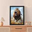 Lion Decor Wall Art Lion with Crown Pictures Canvas Print Painting Wildlife Animal Artwork Signs Decoration Gifts For Bathroom Living Room Bedroom Office Framed 8"X10"
