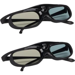 Yoidesu 2Pcs DLP 3D Glasses, 144Hz Rechargeable 3D Active Shutter Glasses DLP Link LCD Lens 3D Glasses for 3D DLP Orojectors for Optoma, for for for, for for