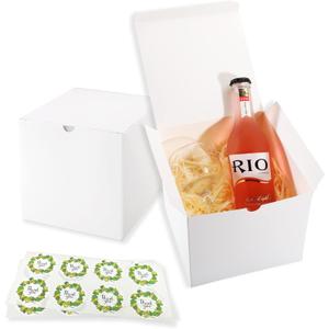 Frantis White Gift Boxes, 15 Pack 6x6x6 inch Small Gift Boxes with Lids for Weddings, Christmas, Valentine's, Ornaments, Bridesmaid Boxes Easy to Assemble Includes 16 Thank You Stickers